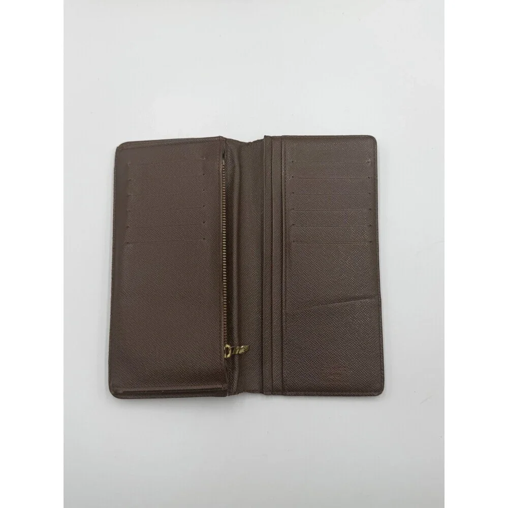 Authentic Louis Vuitton Vintage Brazza Wallet Men's Brown Damier Graphite Zip